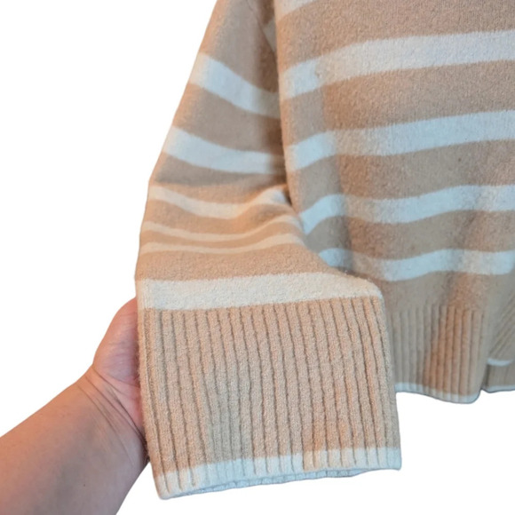 & Other Stories Sweater Chunky Grandpa Women M Effortless Beige Cream Striped - Picture 10 of 16